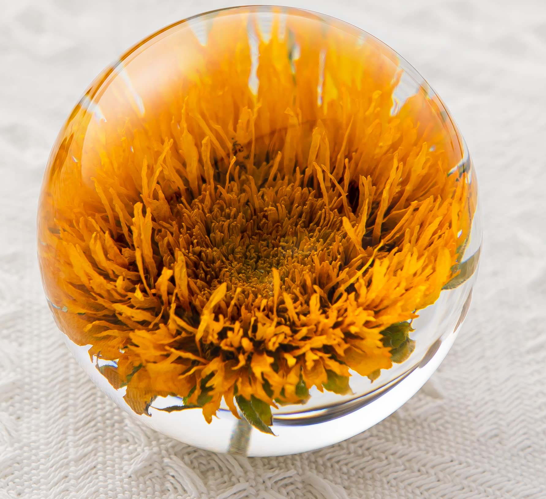 Zhyx Sunflower paperweight crystal wish ball. The unique is perfect gift for family, friends, couples and children (8 cm diameter), Yellow (sunflower)