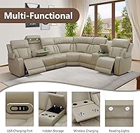 Vista 4 de Everest Power - Juego de sala de estar reclinable con LED para sala de estar, dormitorio, casa de invitados, sala de juegos, Airbnb, apartamento