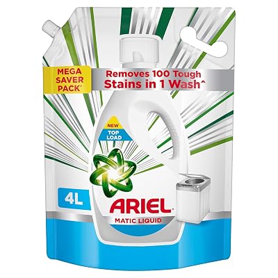 Ariel Matic Liquid Detergent Top Load - 4L | Removes 7 day dried-in Stains in 1 wash inside Washing Machine | Now at Pri
