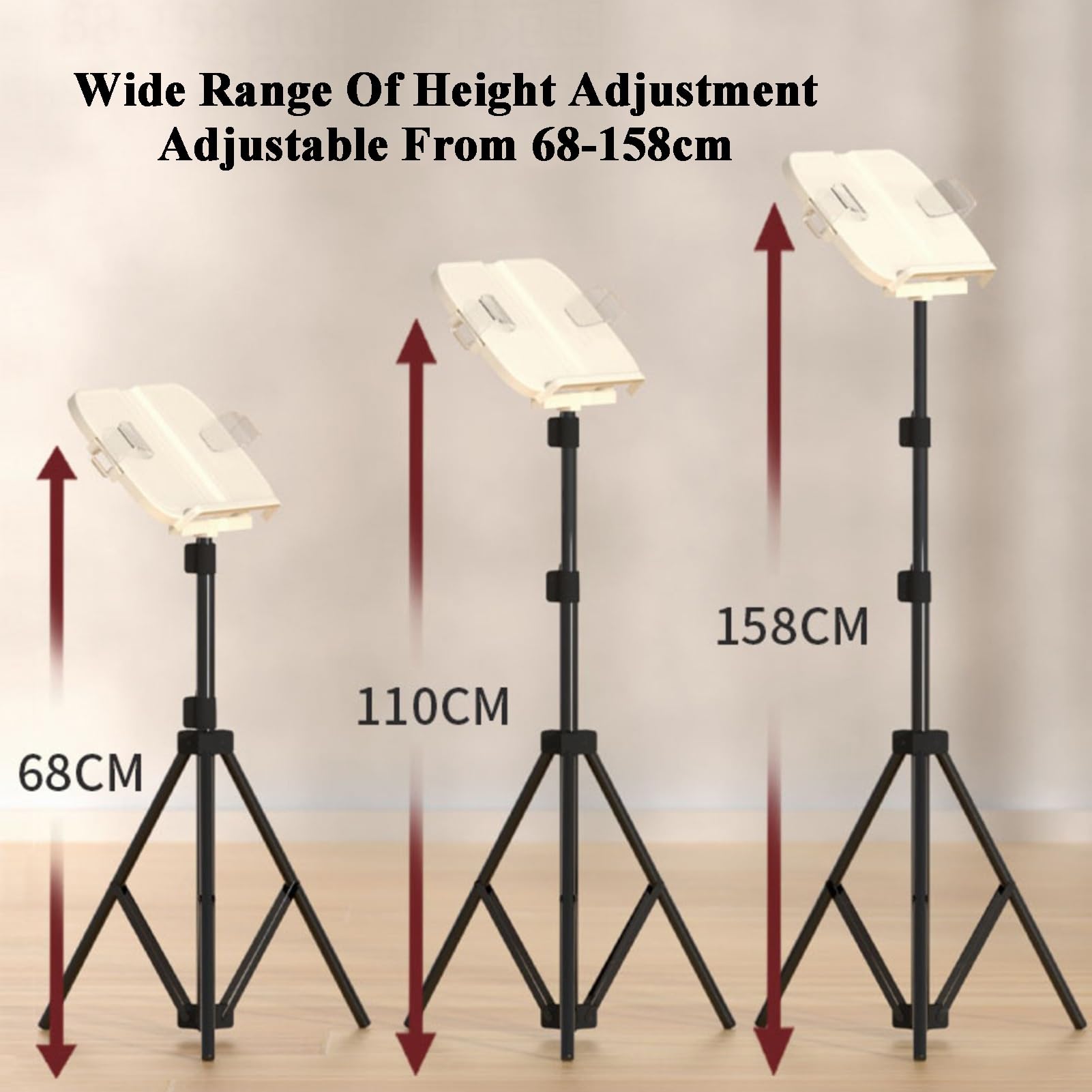 Soporte de música portátil ajustable, altura 68-158 cm, ideal para boo, partituras y estudios de recetas, perfecto para músicos y estudiantes