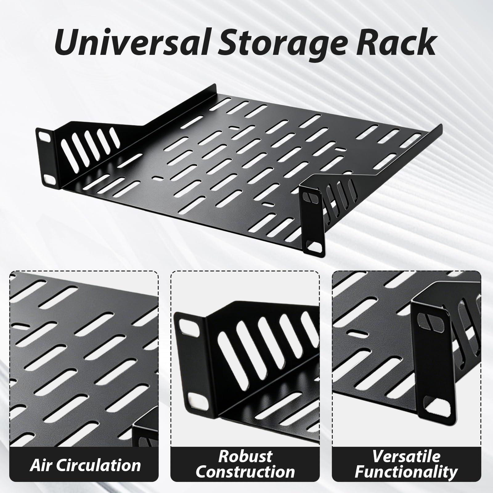 Lot de 2 étagères pour serveur 1U - Fond de rack 10" 1HE - Plancher en acier ventilé - Profondeur de 200 mm - Pour armoire serveur de 10" et armoires réseau DeskPi Rack Mate T1/T0 - Accessoires de