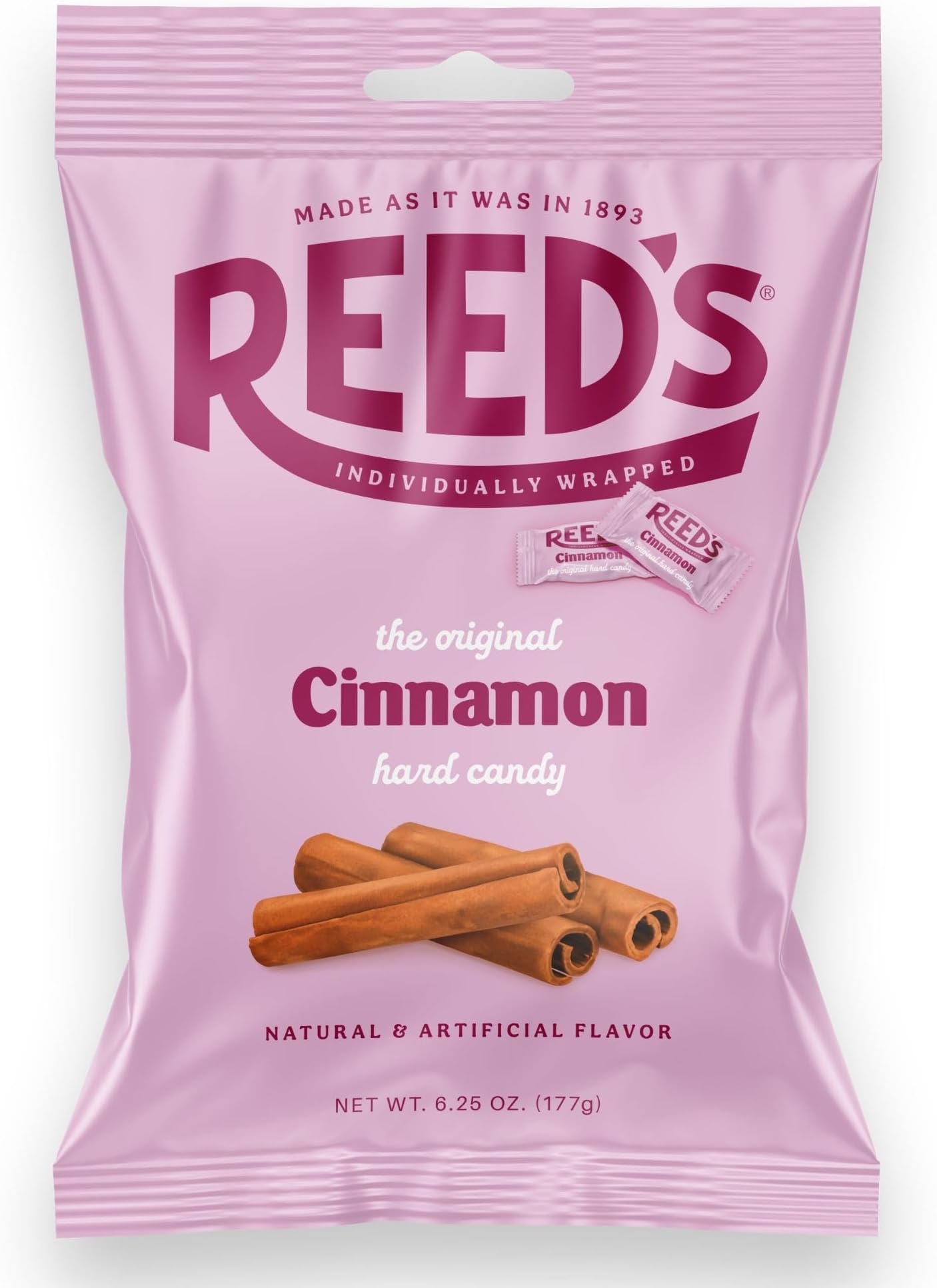 Reed’s Individually Wrapped Cinnamon Candy | Traditional Cinnamon Hard Candy | Reed’s Classic Spiced Hard Cinnamon Candy Brought To You By Iconic Candy | 6.25oz Bag (1)