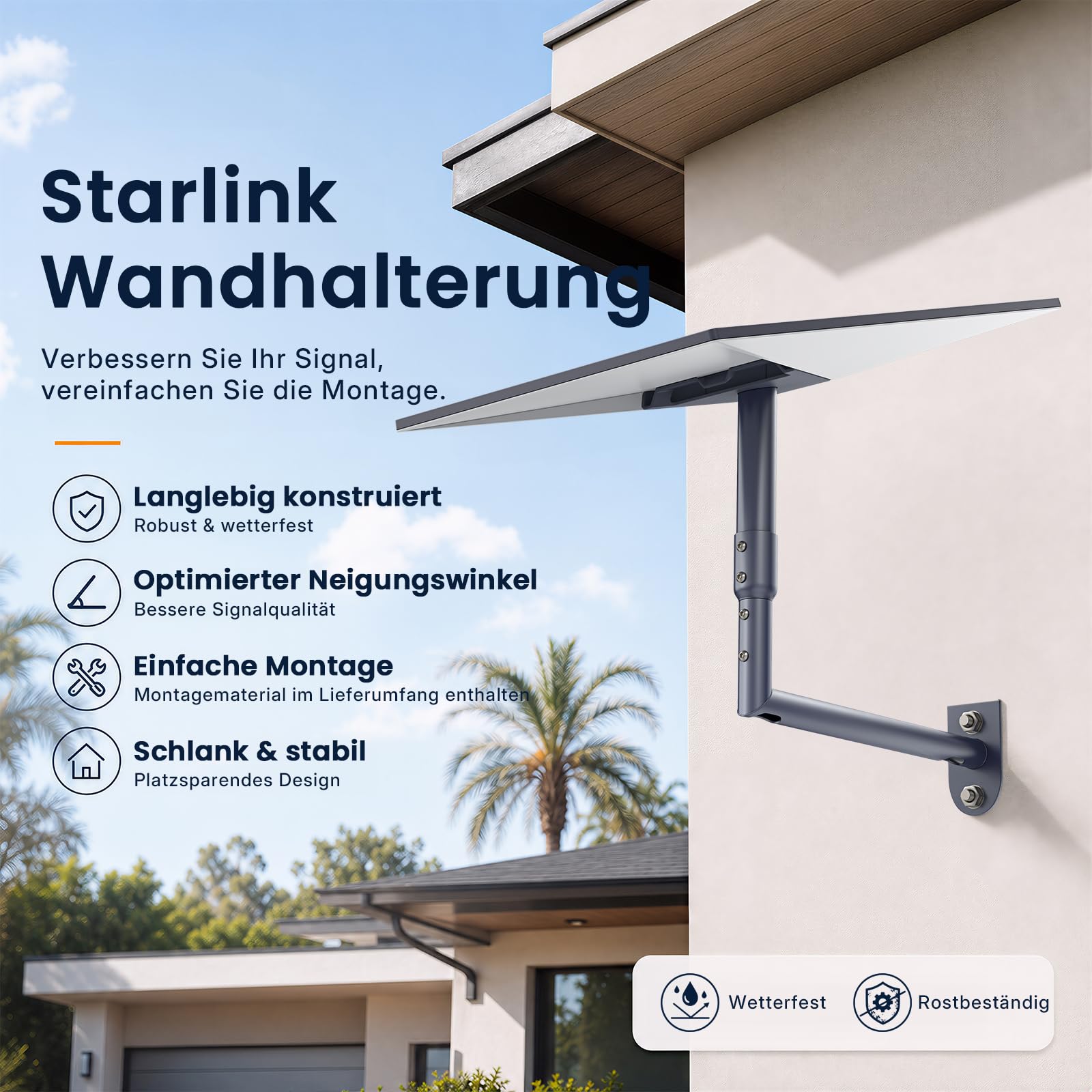 Starlink Mount, Starlink - Supporto da parete regolabile a 360° in lega di alluminio Starlink Gen 3 con adattatore per tubi Starlinks Gen 3 per Gen 3/Gen 2/Mini