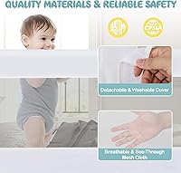 Vista 5 de BABY JOY Rieles de cama para niños pequeños, extra largos, protector de cama de seguridad abatible para cuna convertible, barandilla plegable