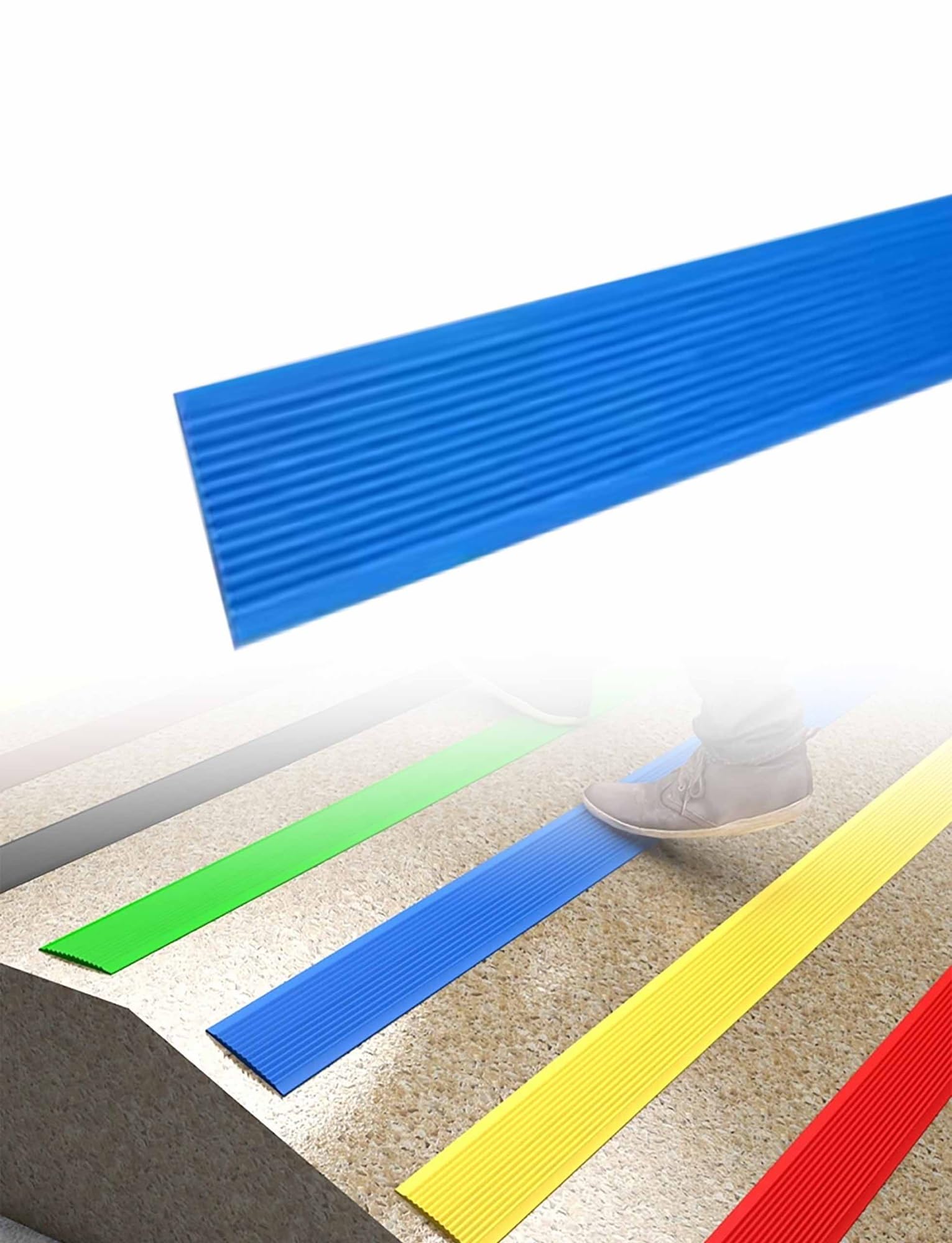 Cinta antideslizante para peldaños de escalera, autoadhesiva, antideslizante, para peldaños al aire libre, PVC impermeable para hormigón y madera, 50 metros, 10 cm de ancho