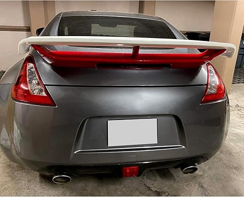 Miniatura 6 de HECASA Alerón trasero para maletero compatible con Nissan 370Z Coupé 2009-2021, alerón de maletero de plástico rojo y blanco