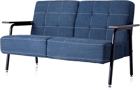 Amazon Lowya ロウヤ ソファ ソファー デニム生地 天然木アーム スチール脚 2 5人掛 インディゴブルー ソファ カウチ オンライン通販