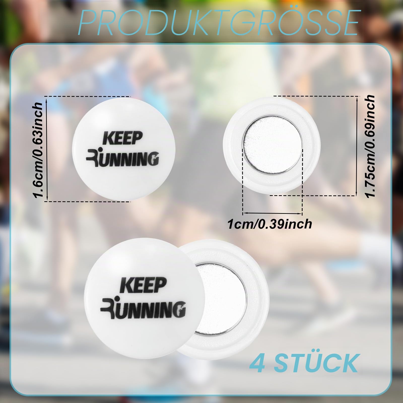 Tinoaly 4 Paar Magnetische Startnummernclips, Startnummernhalter Marathon Startnummerntafel Knöpfe Befestigungsmagnete für Läufer