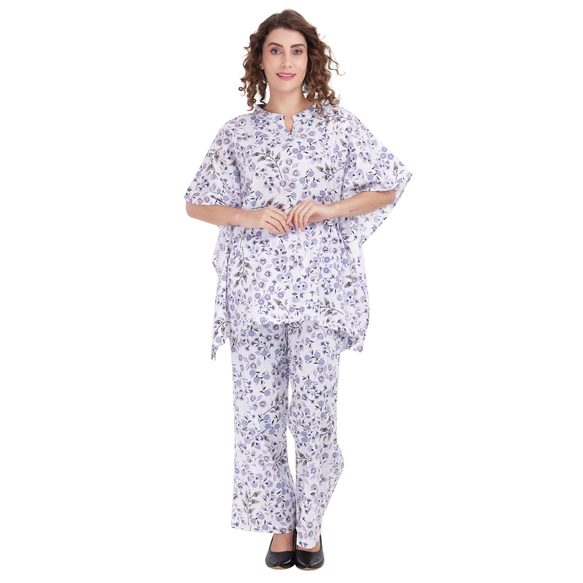 kalka creation : stay royal always Women's Co-ord Set, Floral Print Top and Bottom Set, Lavender Color, Casual Wear Outfit for Women, Comfortable Fabric Two Piece Set-picture-21