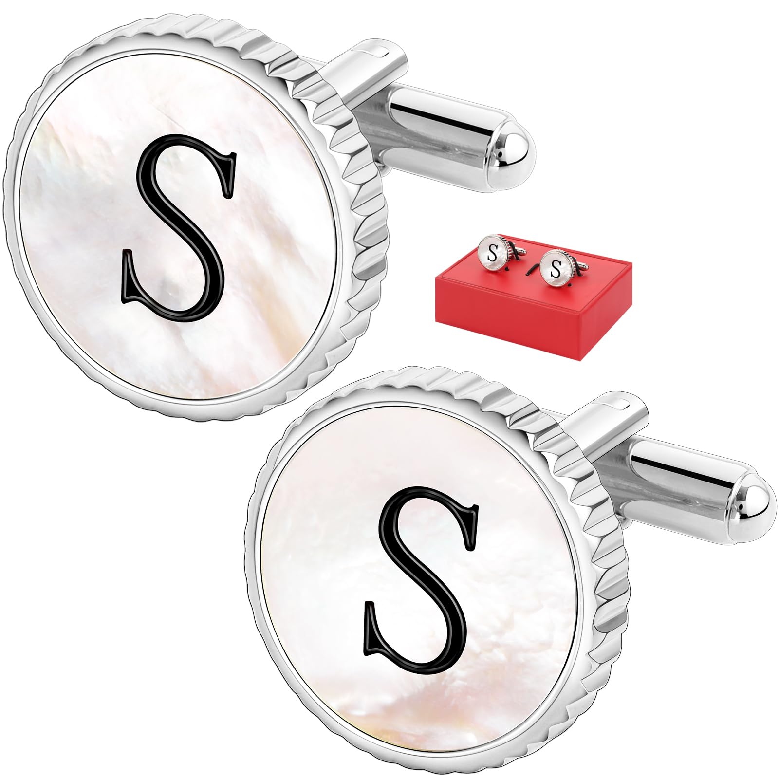 Cuff Links Mens Golden Silver Gunmetal Black, Cufflinks for Men Custom Initial Personalized Mother Of Pearl Mens Cufflink for Shirt Golden Silver Gunmetal Black Cuff Link Shirt for Wedding