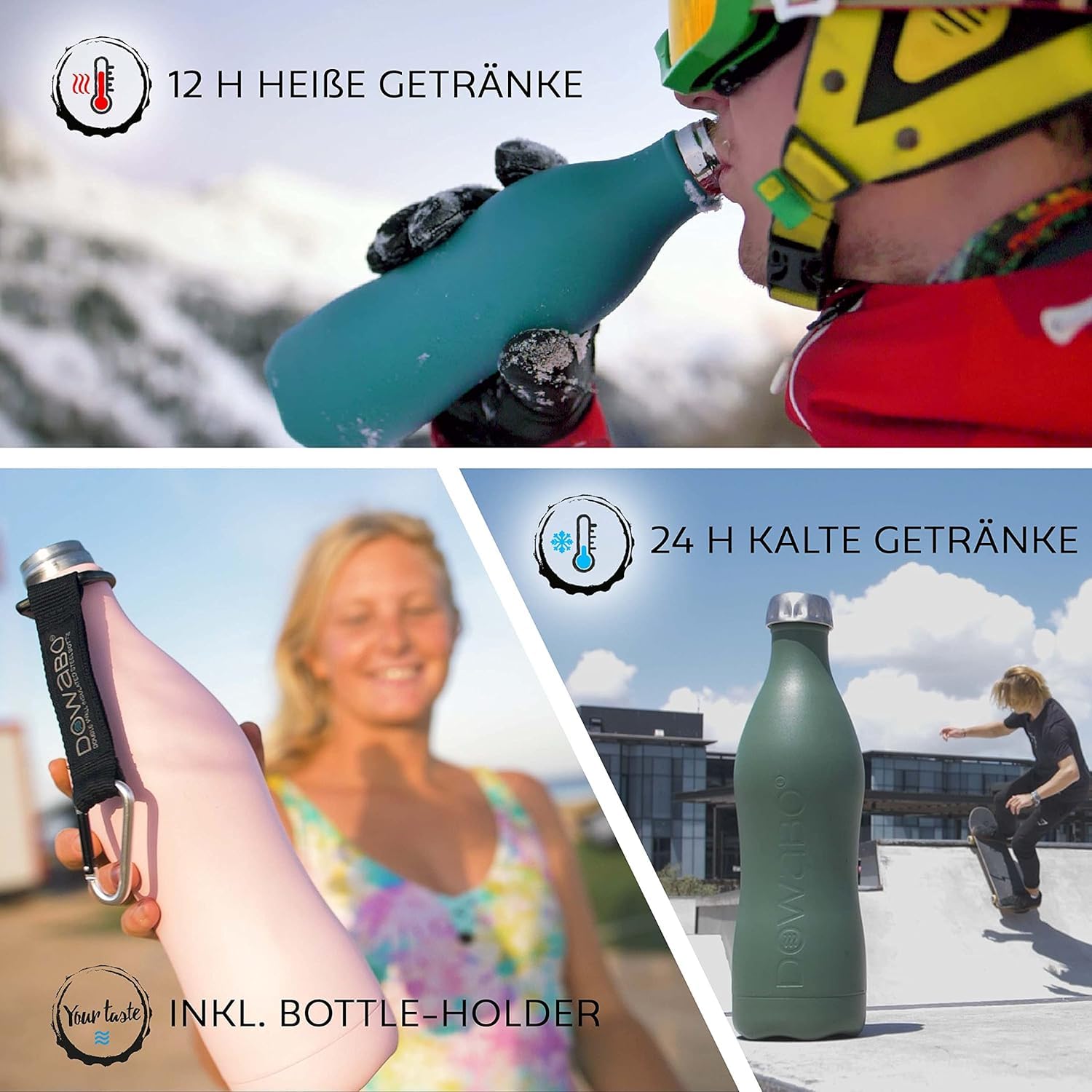 Dowabo Cocktail Collection - kohlensäuredichte Isolierflasche - 12 Std. heiß & 24 Std. kalt