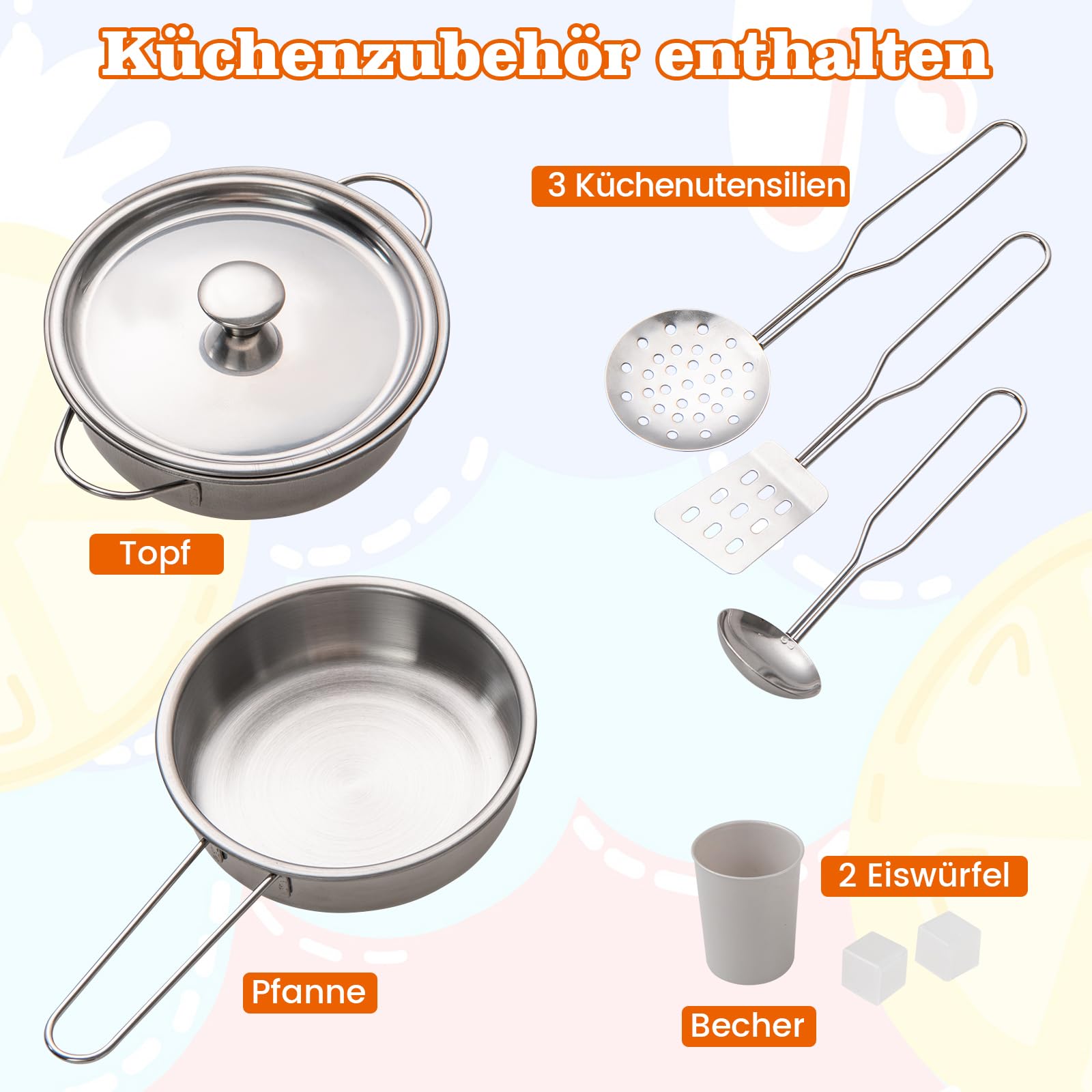 COSTWAY Drewniana kuchnia dziecięca, kuchnia do zabawy z kuchenką, pralką, piekarnikiem, kuchenką mikrofalową, akcesoria kuchenne, kuchnia drewniana ze światłem i dźwiękiem, zestaw do zabawy dla
