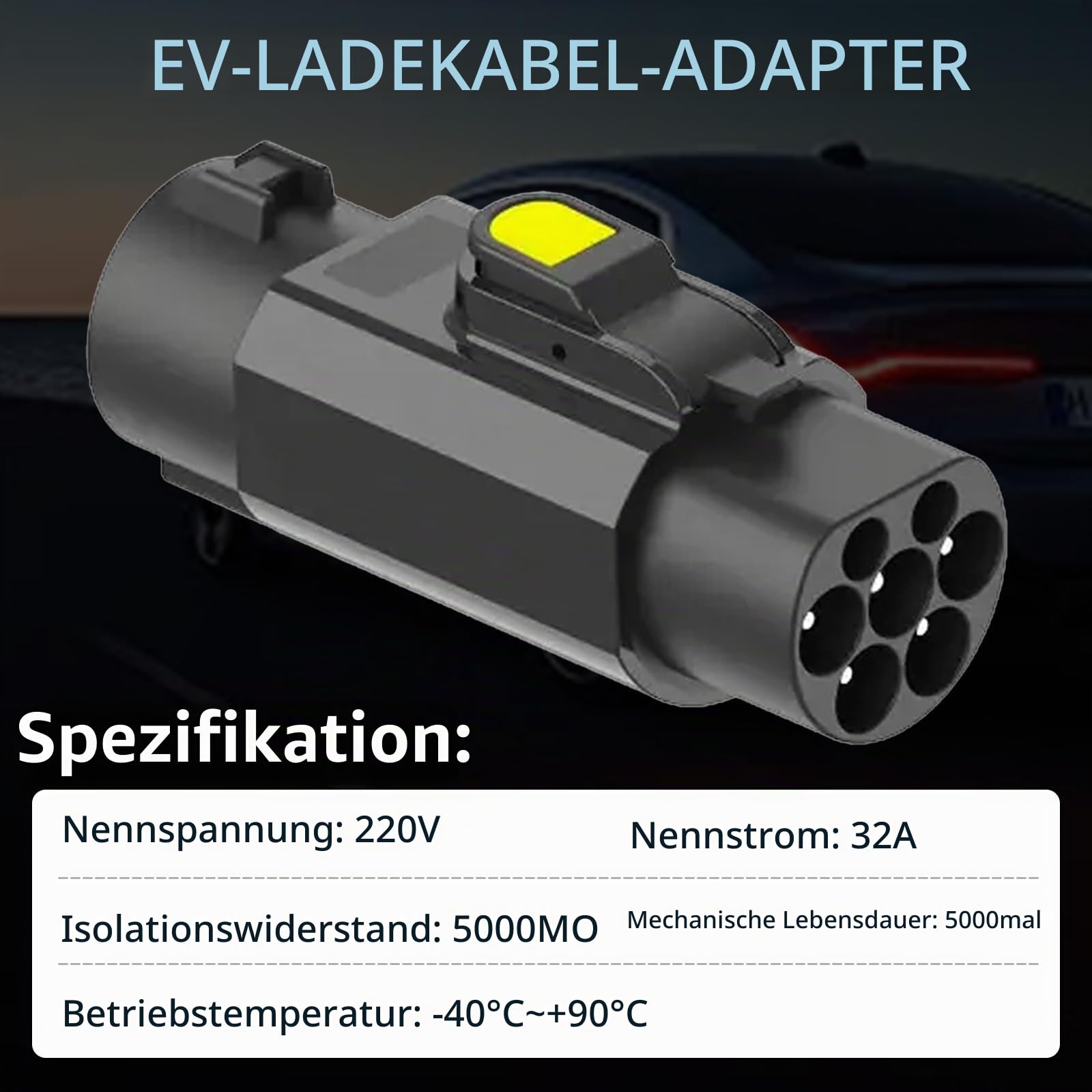 Typ 2 auf Typ 1 EV-Adapter - 32A Hochwertiger EV Ladekabel Autoladegerät Adapter, Typ 2 bis Typ 1 EV für Elektrofahrzeug Ladekabel, Elektrofahrzeug Ladegerät Konverter Auto Ladeadapter