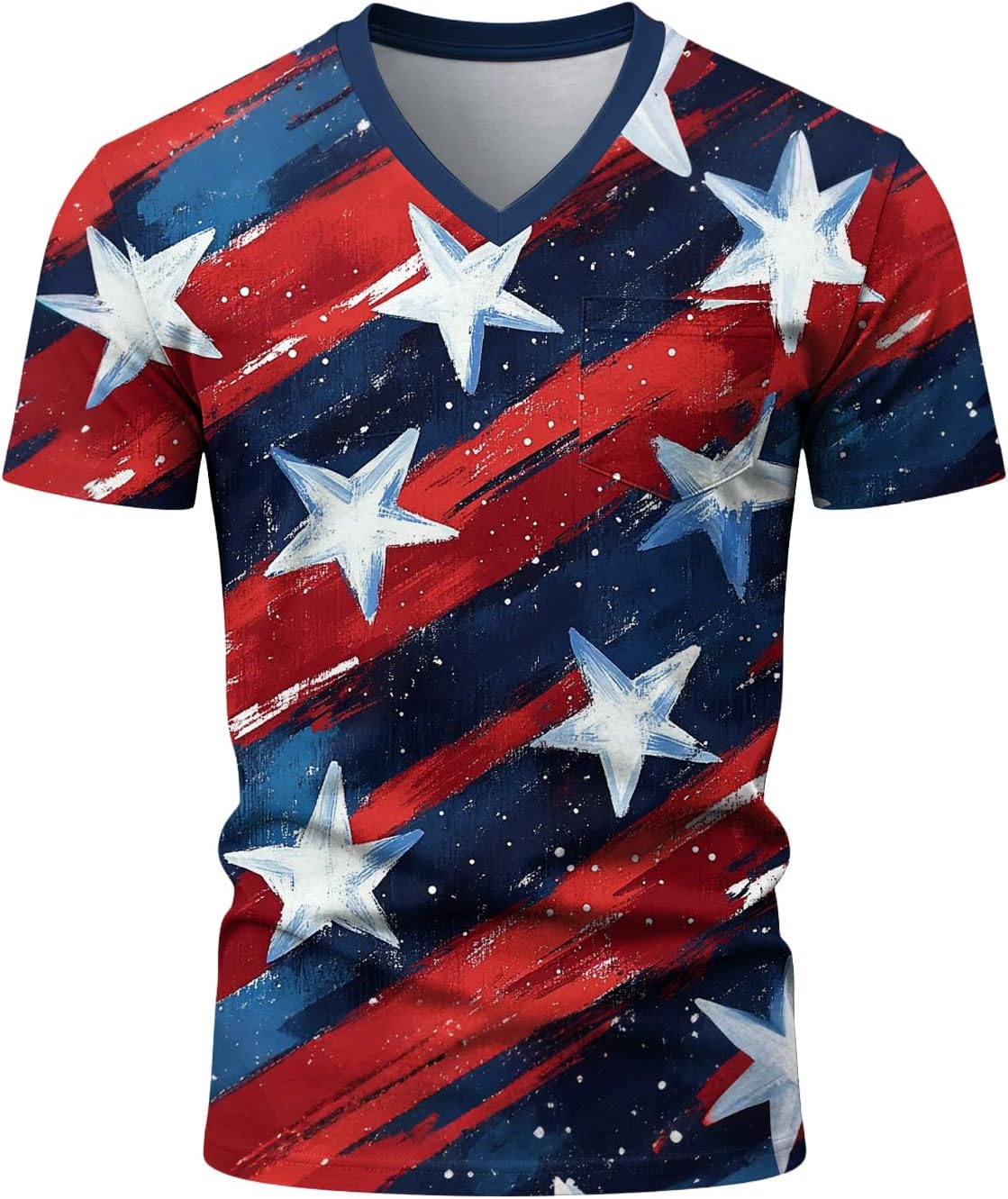 Men's American Flag Shirts, Short Sleeve V Neck Patriotic Shirt, 250 Anniversary America Tee Top, S-4XL