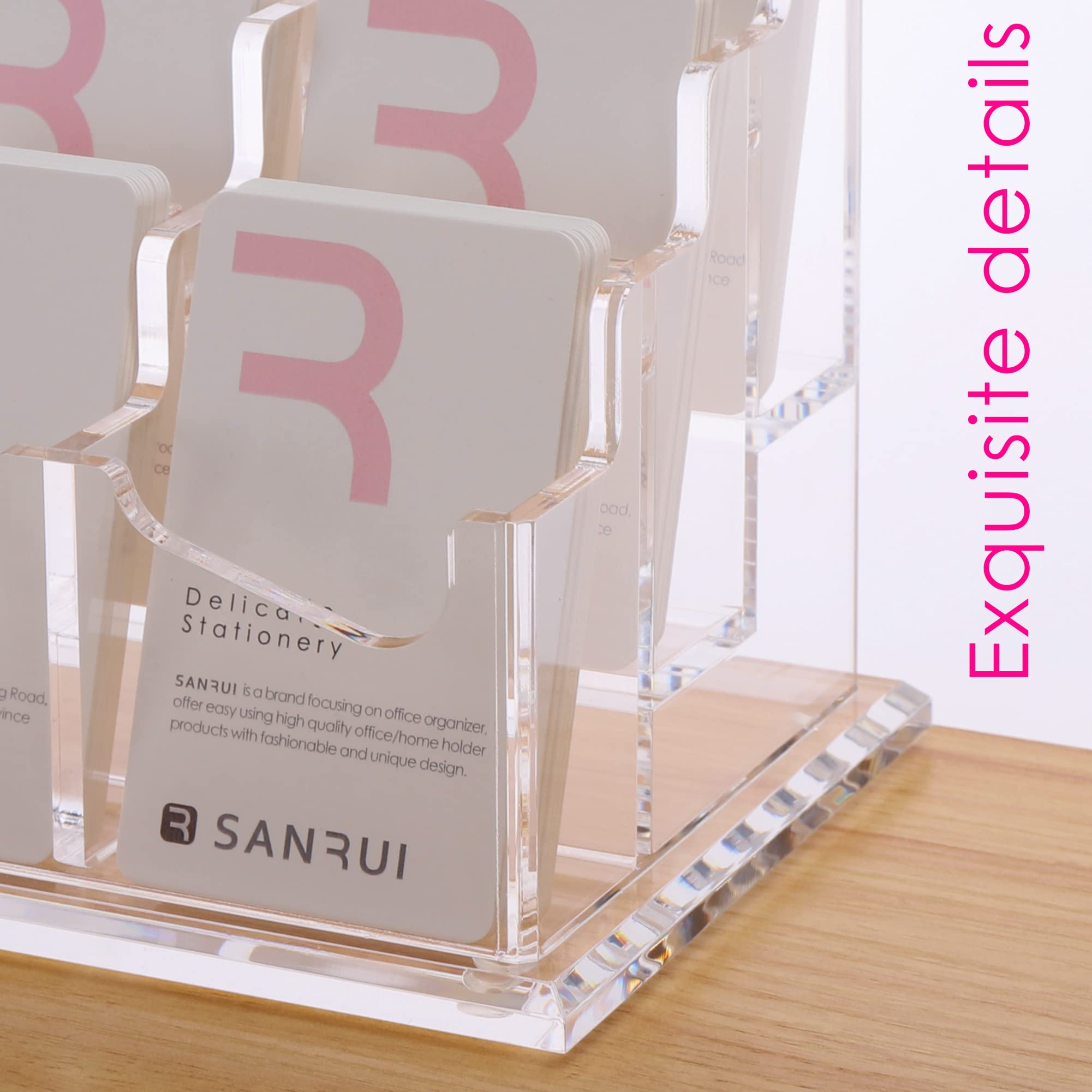 SANRUI Acrylic Vertical Business Card Holder for Desk,Clear Business Card Display Stand Organizer Storage Rack for Exhibition Home - Image 4