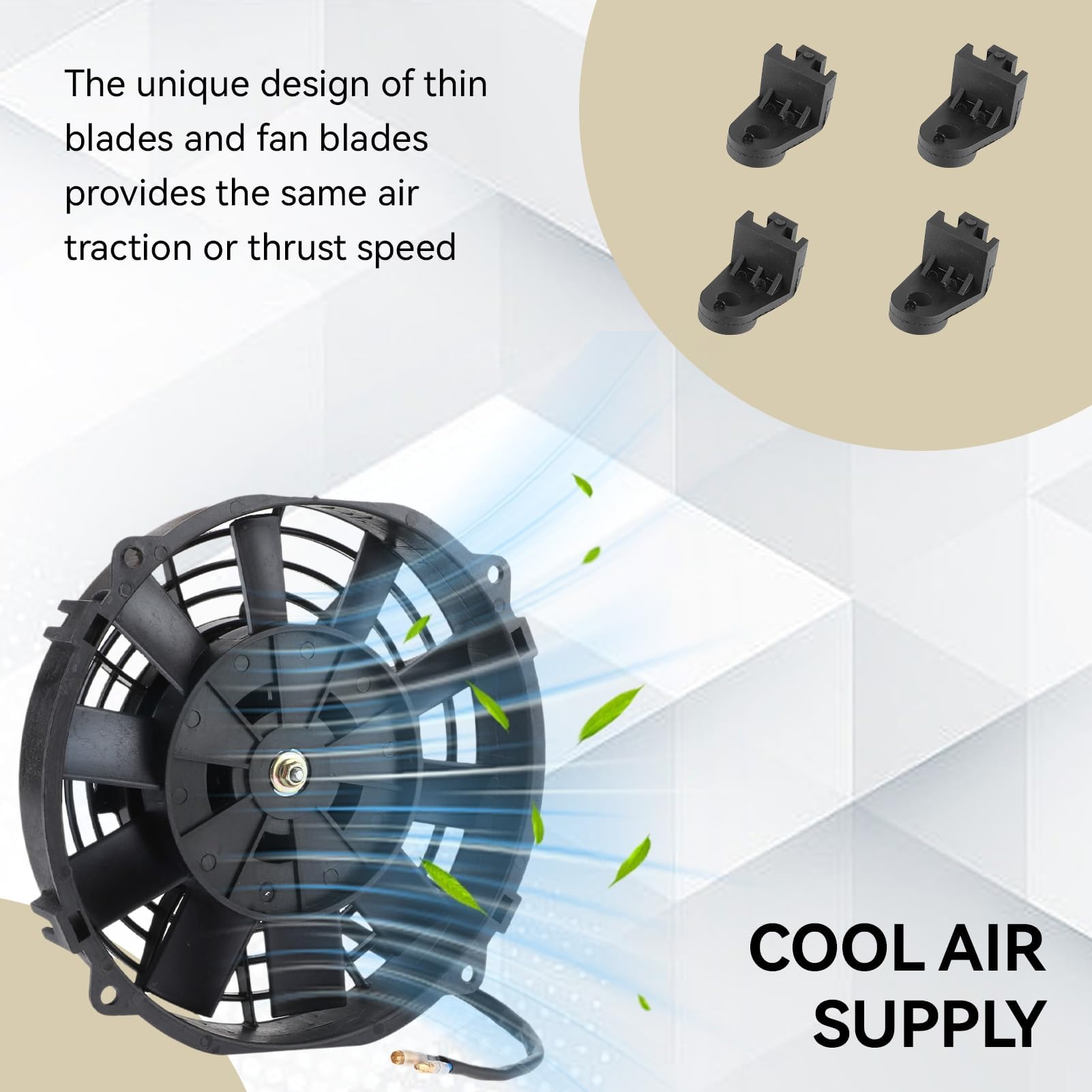 Ventilatore Elettrico Universale, Ventola Per Condizionatore D'aria da 8 Pollici Accessori Per Prestazioni Automobilistiche Per Radiatore Raffreddamento Automatico Aria Condizionata 10 Pale 12V 80W 22