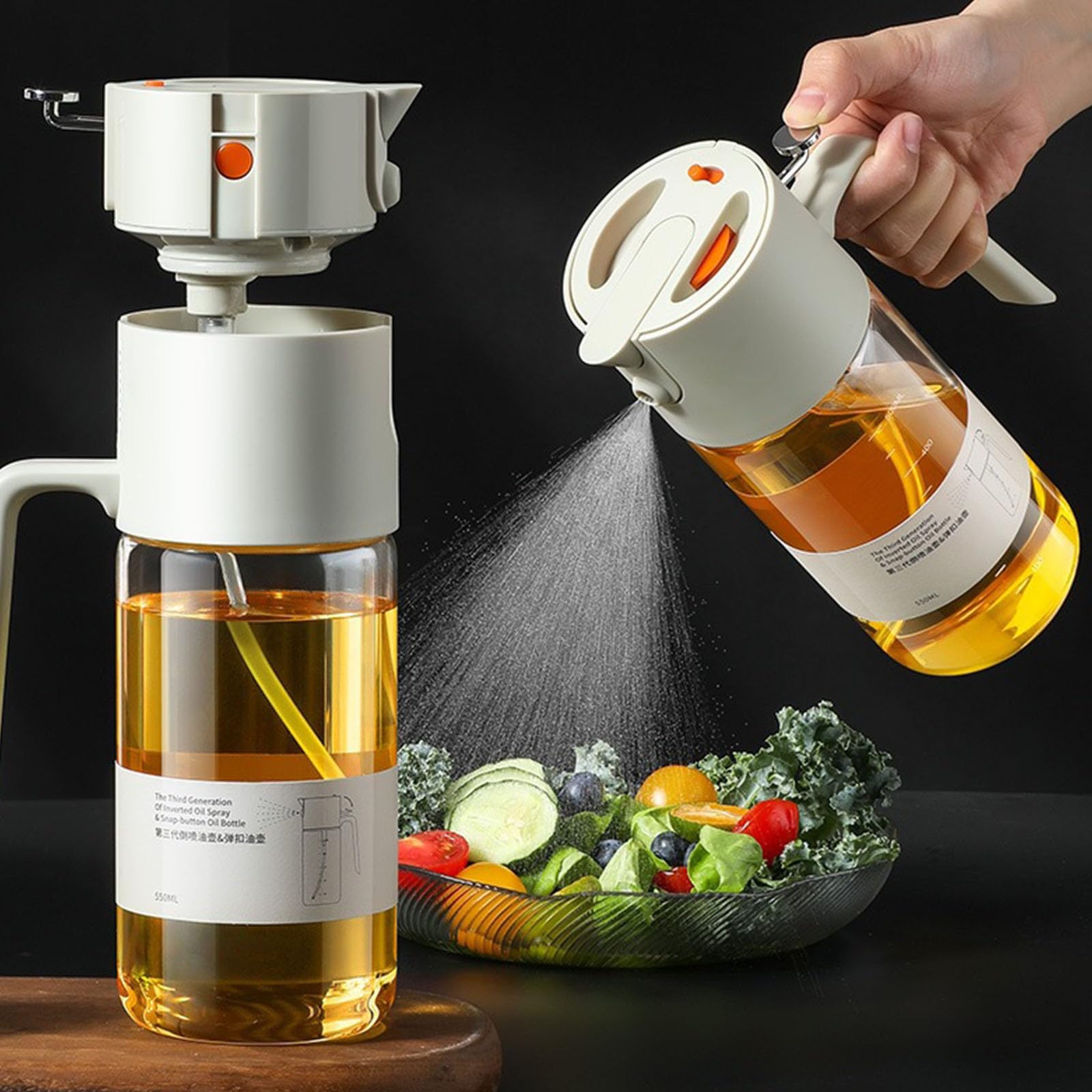 Generisch Auslaufsicherer Ölspender und Sprühflasche mit Verstellbarer Sprühdüse, ml, für Salatdressing, Küchenzubehör, ABS Ölsprüher