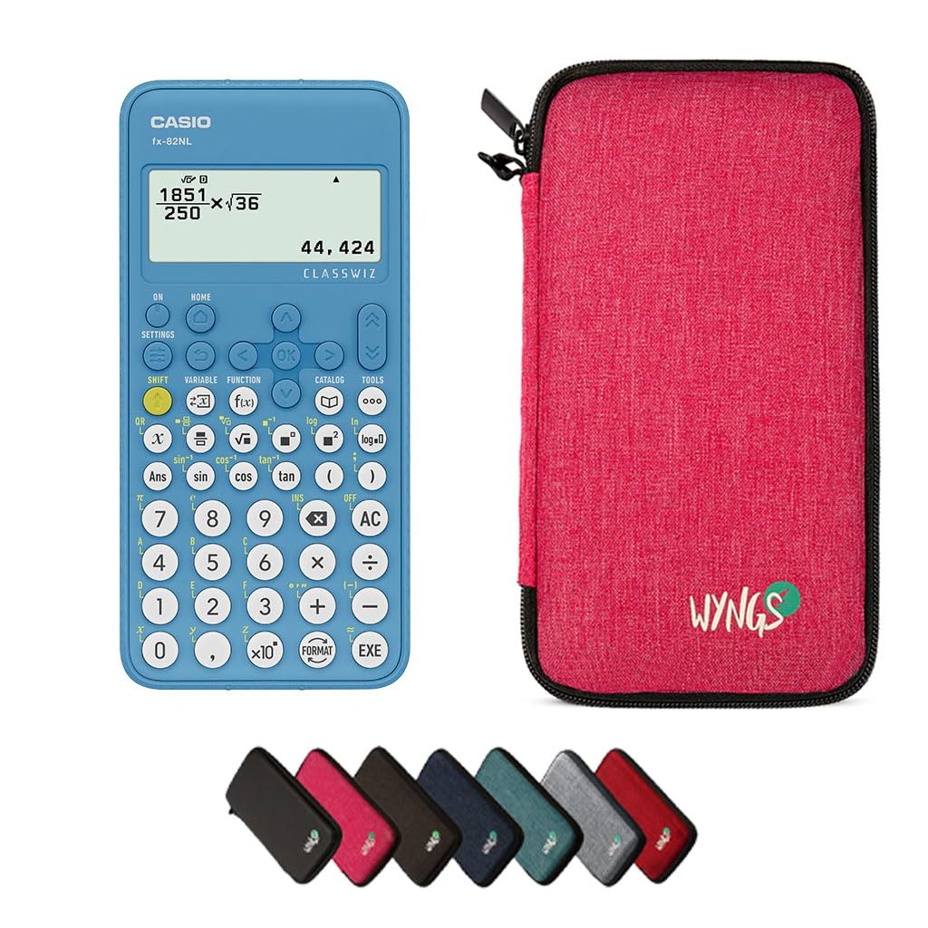 Casio Fx-82NL Calculatrice Scientifique Avec Housse De Protection WYNGS Noire Incluse - Pack Idéal Pour Collège Et Lycée