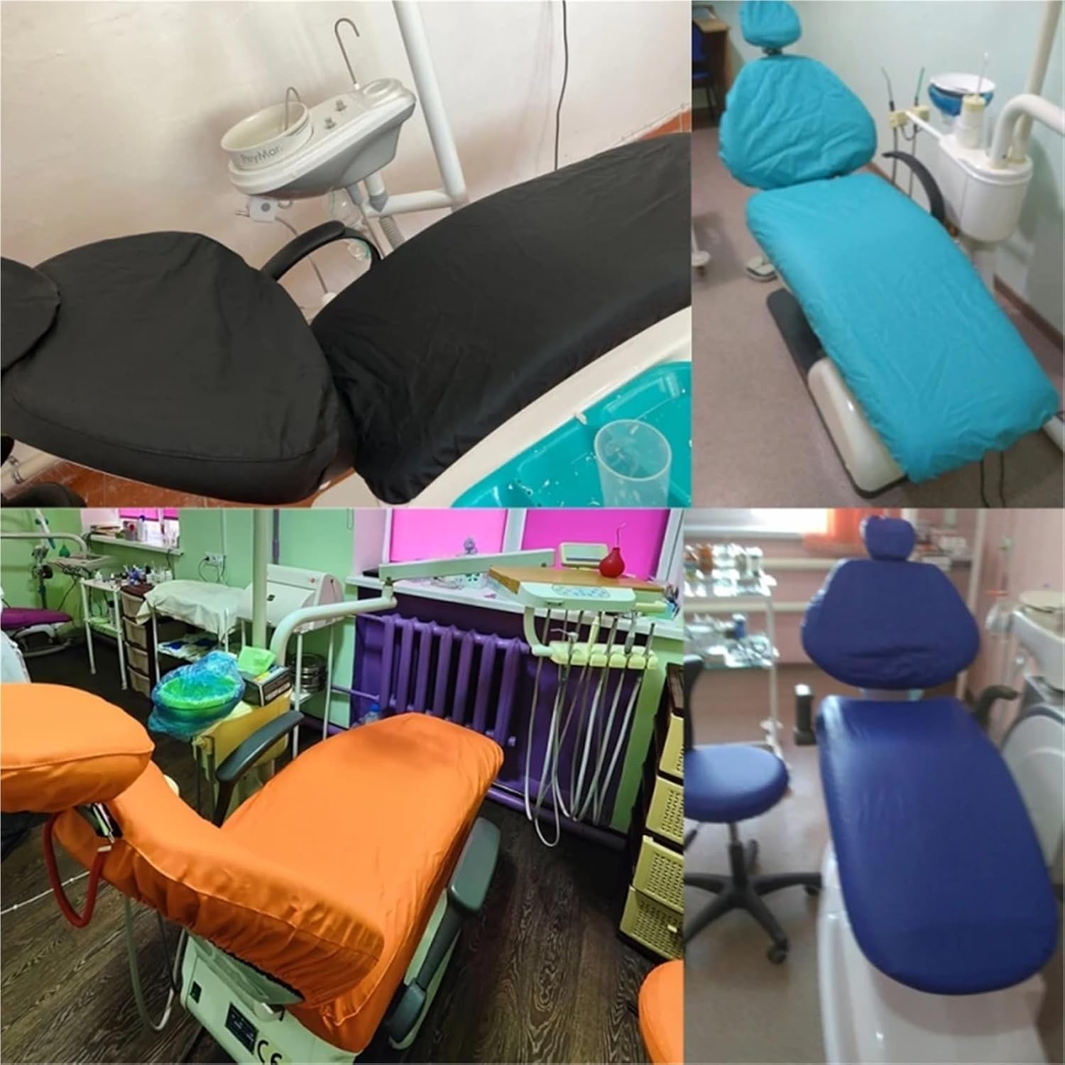 Dental Chair Covers 4Pcs/Set PU Leather Dental Seat Cover Elastic Waterproof Protective Chair Dentist Equipment(Brown)
