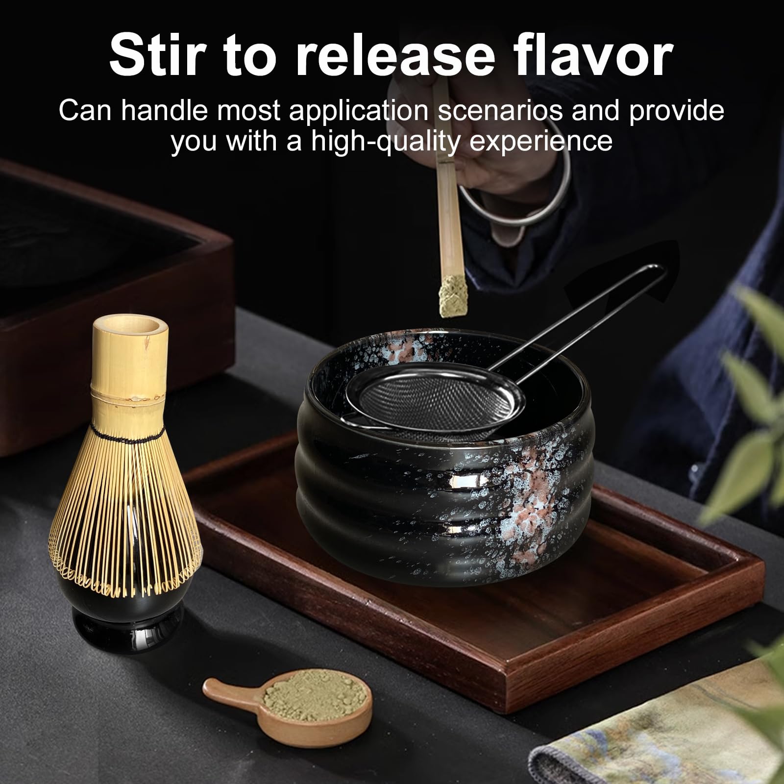 Ensemble de kit Matcha, Ceramic Matcha Whisk, Comprend Matcha Bowl avec Matcha Whisk Porters, Bamboo Witch et Bamboo Scoop élégant réutilisable pour les amateur thé matcha