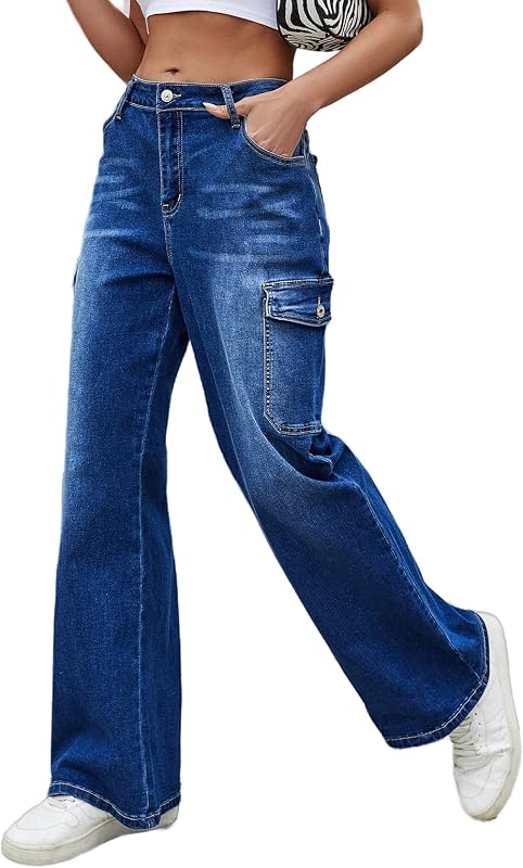 LONGYIDA Women's Baggy Jeans - Y2K High Waisted, Straight Wide Leg, Light Blue Denim (Small) - View #6
