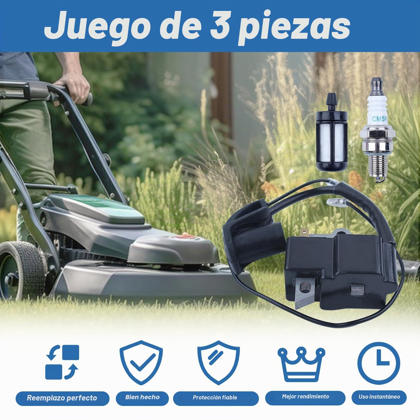 Bobina de encendido para Stihl BR600 BR550 BR500 BR700 Soplador de hojas con filtro de gasolina Bujía 42824001310