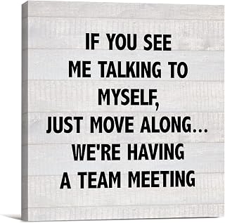 Country Humor Office Work Canvas Prints Wall Art Decor Desk Sign We’re Having a Team Meeting Sayings Poster Painting Framed Artwork 8 x 8 Inch Home Office Shelf Wall Decoration