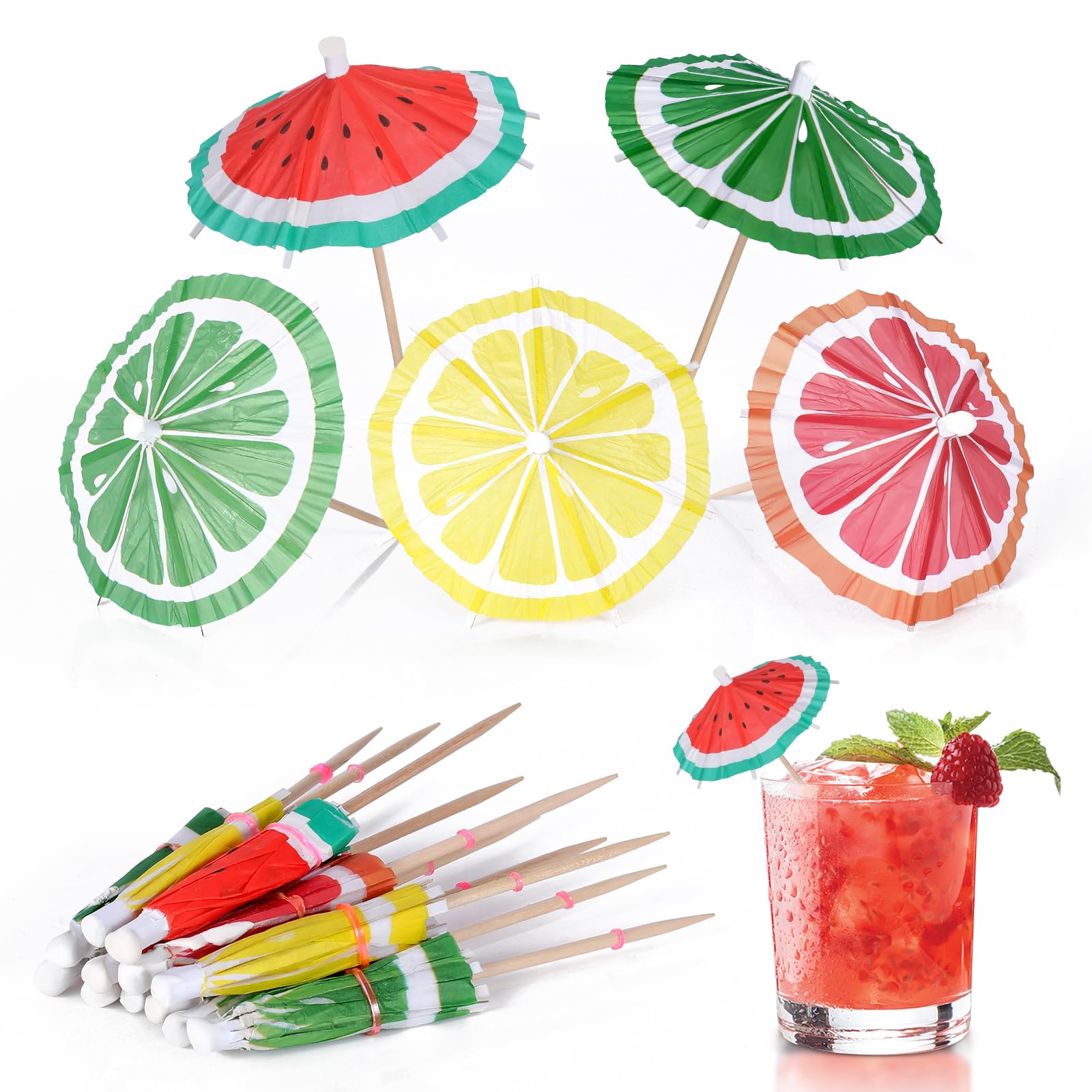 Cocktail Umbrellas Picks, 60PCS Tropical Hawaiian Party Decorations