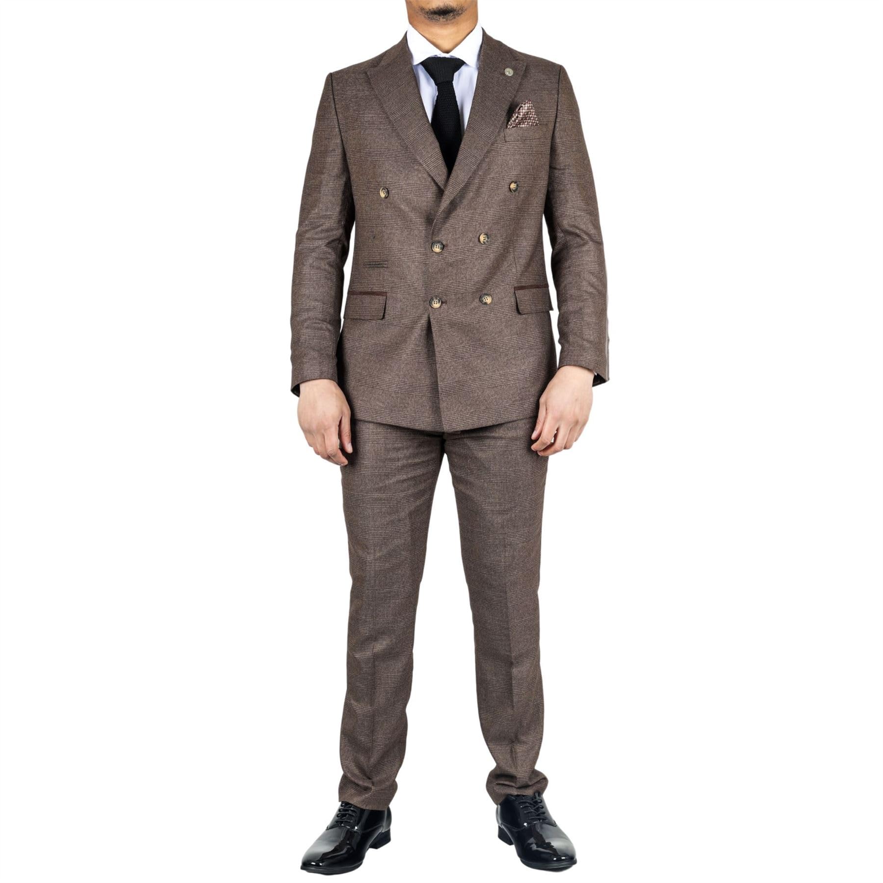 Truclothing Men's Brown Stz92 - Double Breasted 2 Piece Suit