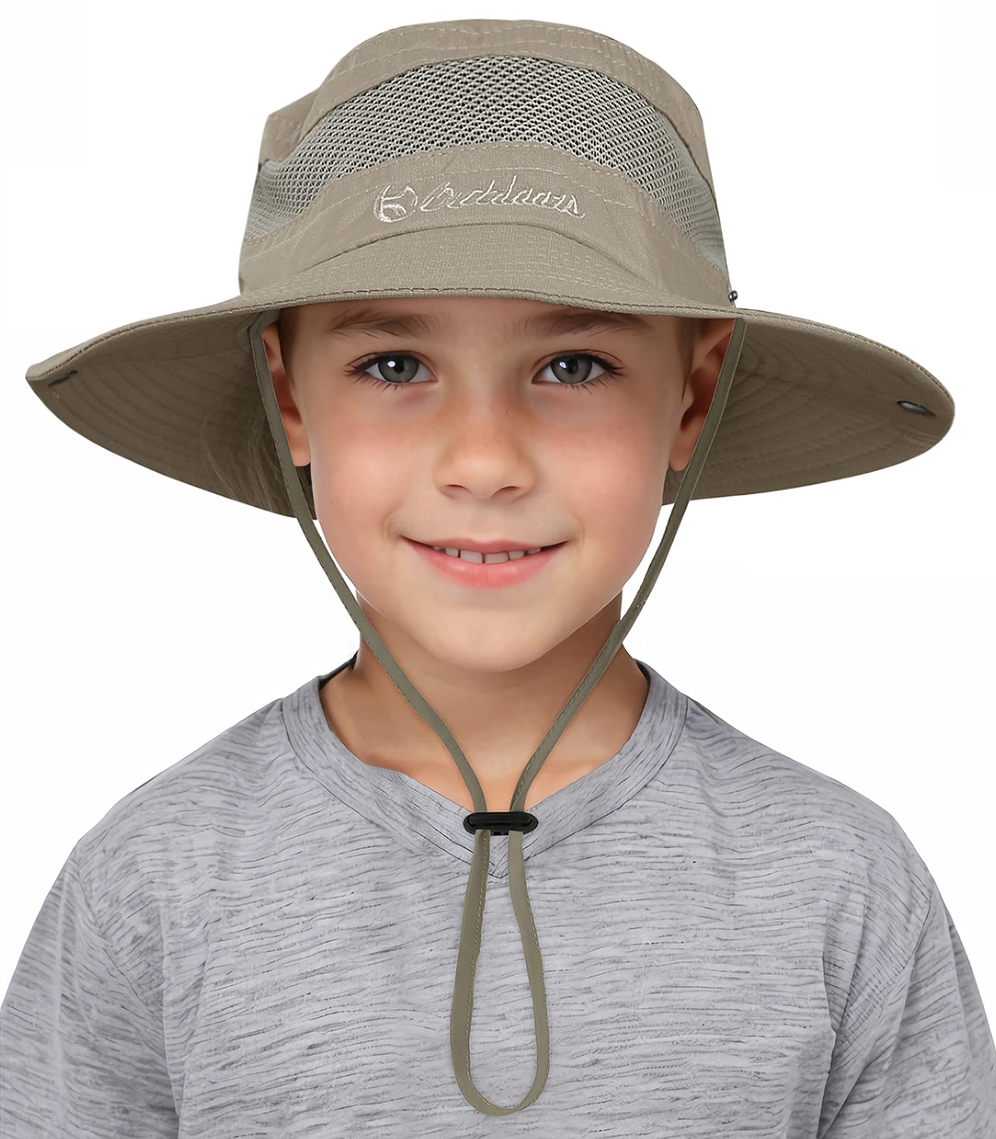 Durio Sombrero para el sol para niños, protección UV, gorro con correa para la barbilla, sombrero de pescador para niños, transpirable, protección solar, sombrero de algodón para niños de 4 a 12 años