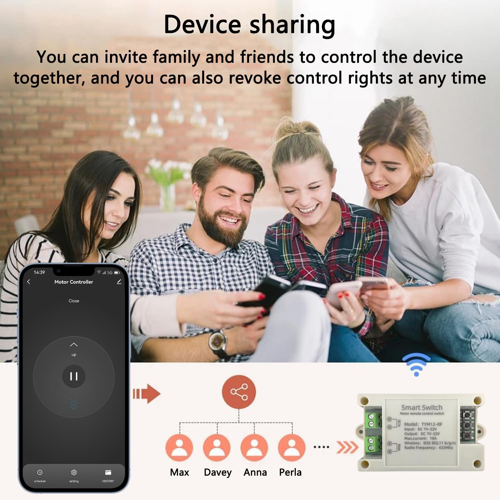 Jane Eyre Controlador inteligente WiFi para motores de CC Tuya para la Smart Life App Control remoto de actuadores lineales de 12V/24V y varillas de empuje eléctricas,Válvula solenoide,cabrestante