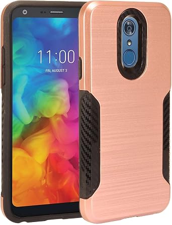 Compatible with LG Q7+ Plus, Q7 LM-Q610 - Brushed Hybrid Case - ZY3 Rosegold