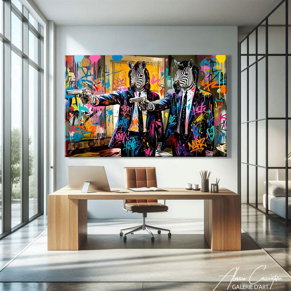Quadro Pop Art con cornice Xxl Animali - Decorazione da parete cinema - Tela Graffiti Street Art - Poster di film cinema di grandi dimensioni - Quadro Graffiti Animali Camera da Letto Ragazzo (120 x
