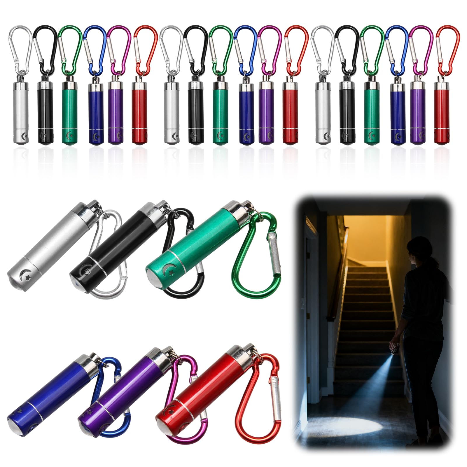 Wriligel 24pcs Mini Torch, Mini Torches for Kids Party Bags, Portable Keyring Torches, Small LED Torch for Hiking Camping Night Light Outdoors Home Party Gifts Teasing Cat, 6 Colors
