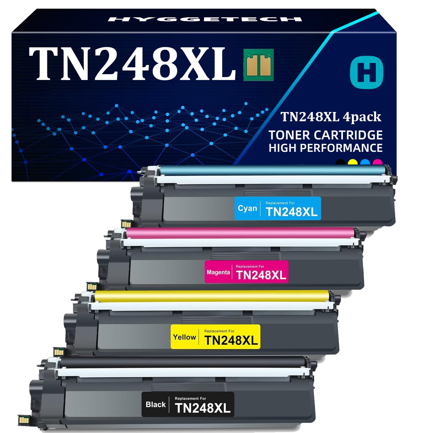 Hyggetech TN248XL Toner Compatibili per Brother TN-248 TN248CMYK TN248XL Toner per MFC-L3760CDW DCP-L3560CDW LC3740CDW L3520CDWE L3520CDW HL-LC3215CW LC3220CW 4-Pack