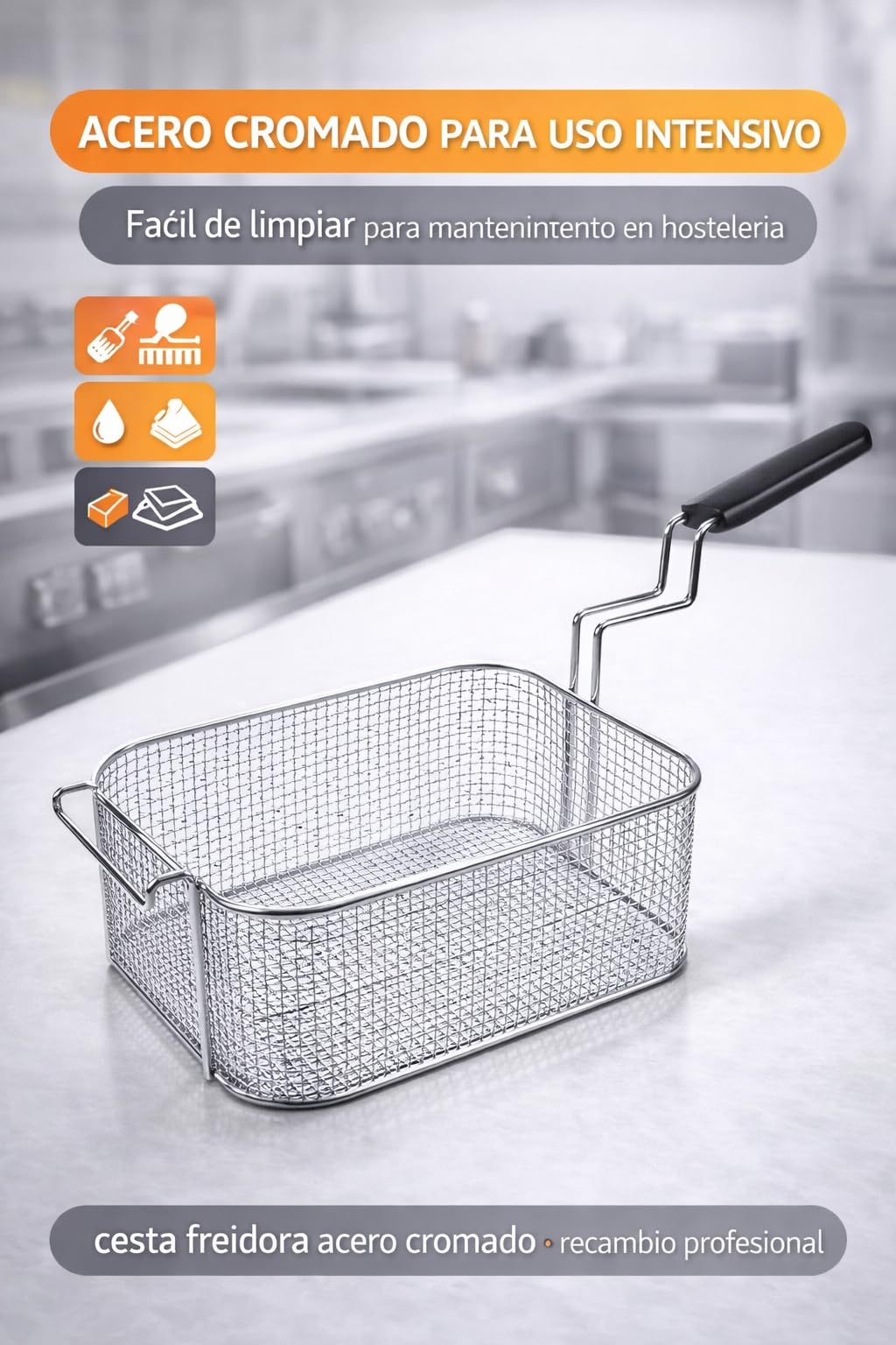 RO Linea Blanca ® Cesta Freidora 225x325x120mm Acero Cromado Recambio Profesional Compatible Con Zanussi Serie N900 Compatible Con Electrolux Compatible Con Alpeninox Repuesto Para Freidora Gas N900