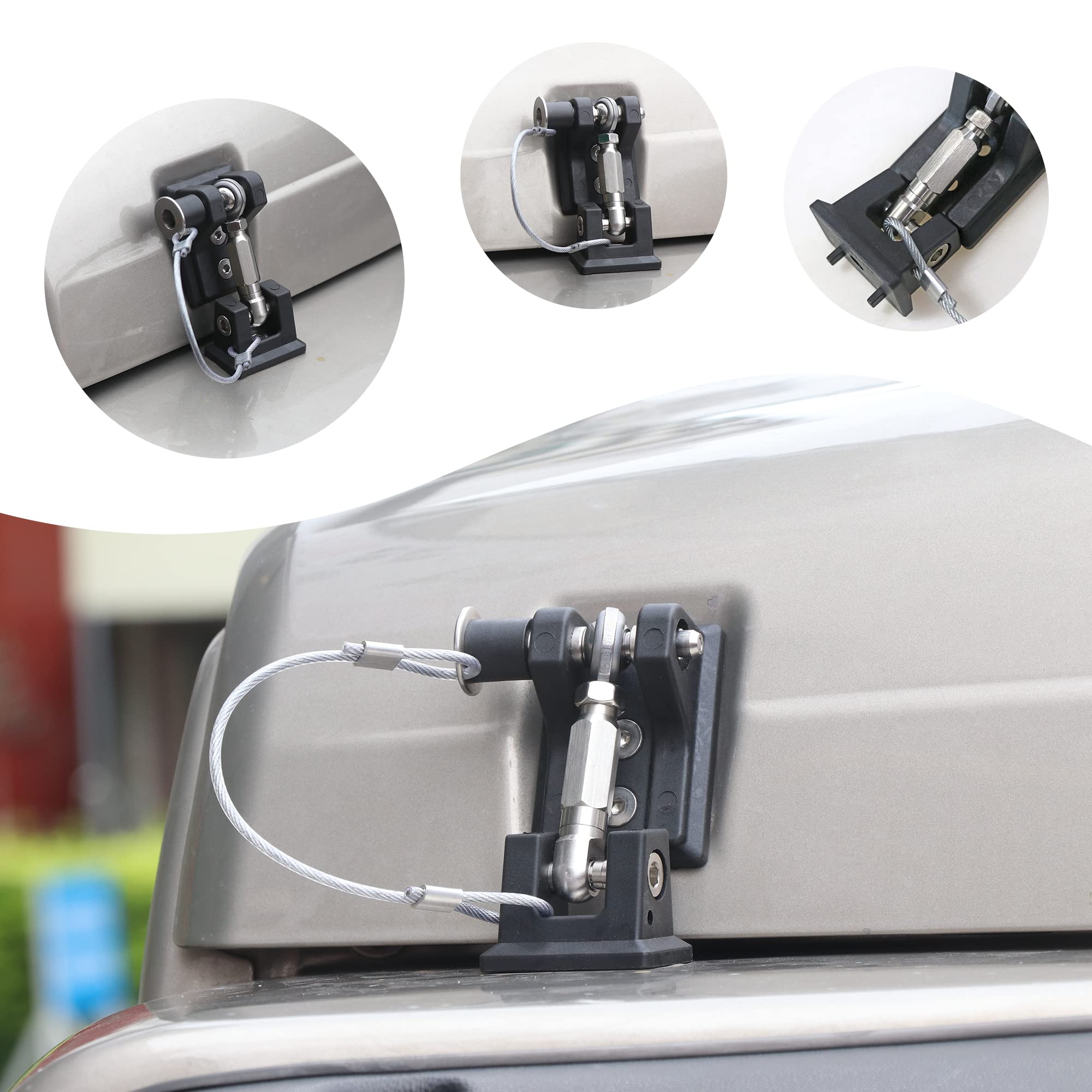 TJ - Cerradura de capó para Jeep Wrangler TJ 1997-2006, kit de cierre de seguridad de aluminio, elimina el aleteo del capó, 1 par negro con 2 llaves