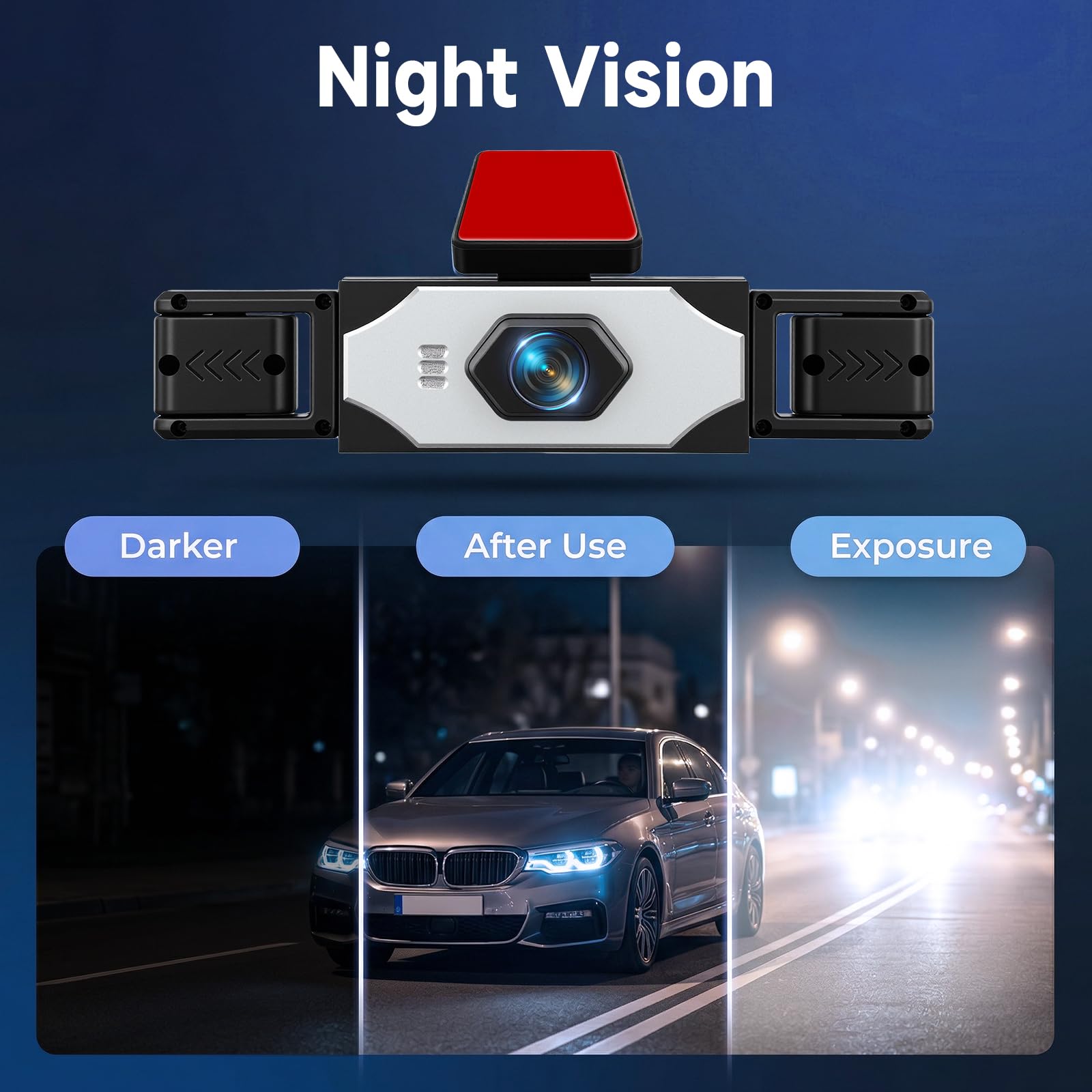 Hodozzy Cámara para Salpicadero 4 Canales, Pantalla 3,16 Pulgadas, 4 Cámaras Delantera, Trasera, Interior para Coche con Grabación en Bucle, Visión Nocturna Sensor G Modo Aparcamiento Tarjeta TF 64 G