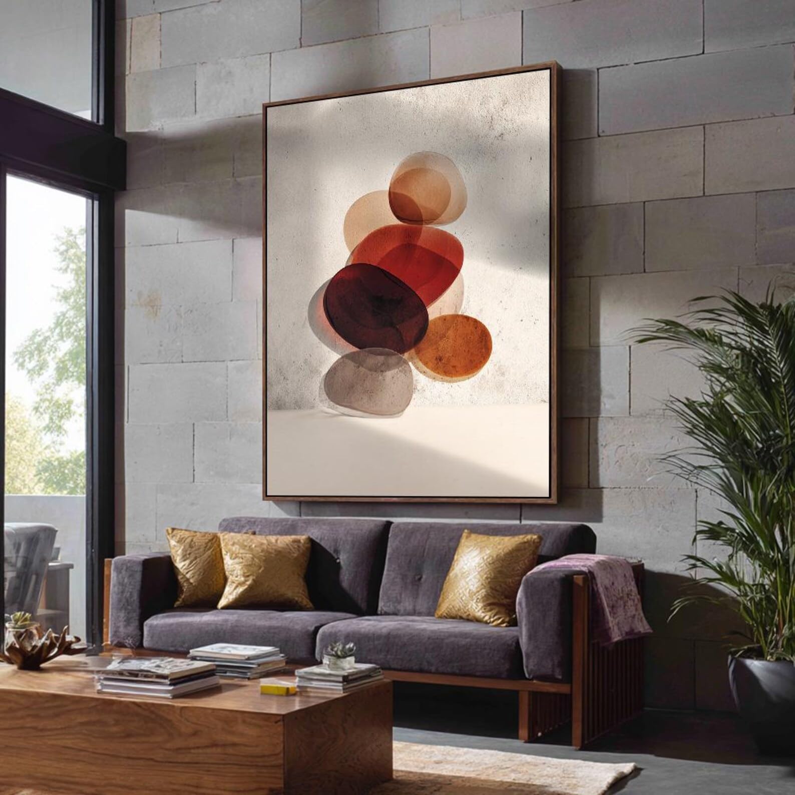 Large Japandi Canvas Wall Art, Wabi Sabi Abstract Painting, Portrait Buddhism Canvas, Natural Decor Pictures，Home Decor(60x90cm/Frameless)