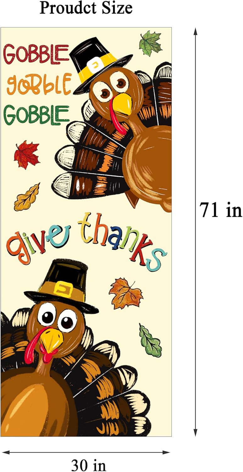 Thanksgiving Turkey Door Covers Thanksgiving Turkey Door Decorations Door Banner for Front Door Fall Decor Porch Sign for Party Autumn Decorations - Image 6