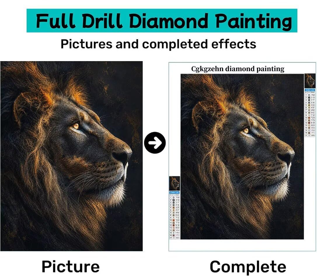 Diamond Painting León Kit, Manualidad Creativa y Relajante 80x100cm C8-122