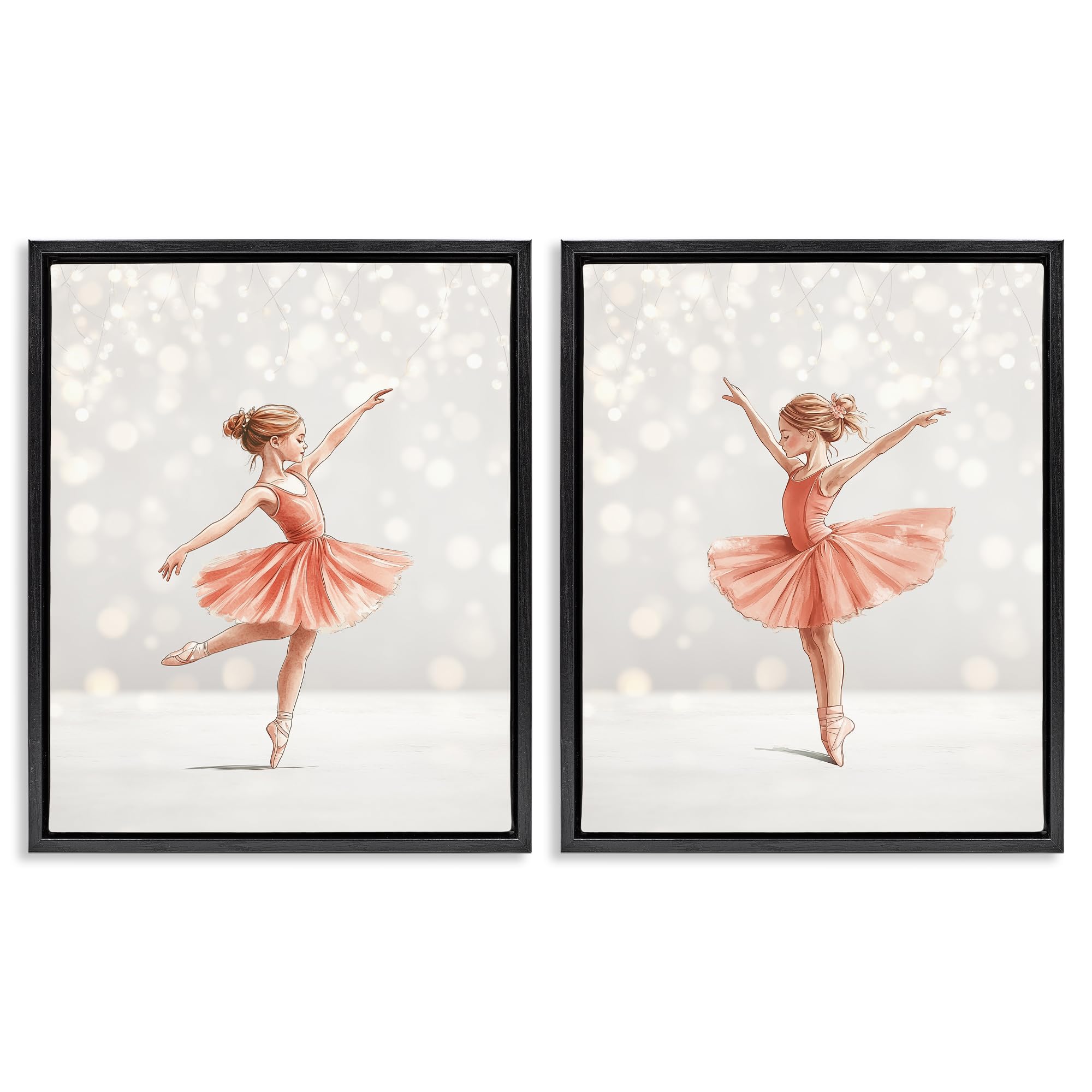 Stupell Industries Jet Black (Matte) 'Dancers In The Light', 2Pc Floating Frame Art Set 2, Black, 25 X 31 Inches, Easy To Hang And Sturdy, Made In Usa, By Christine Simpson Art