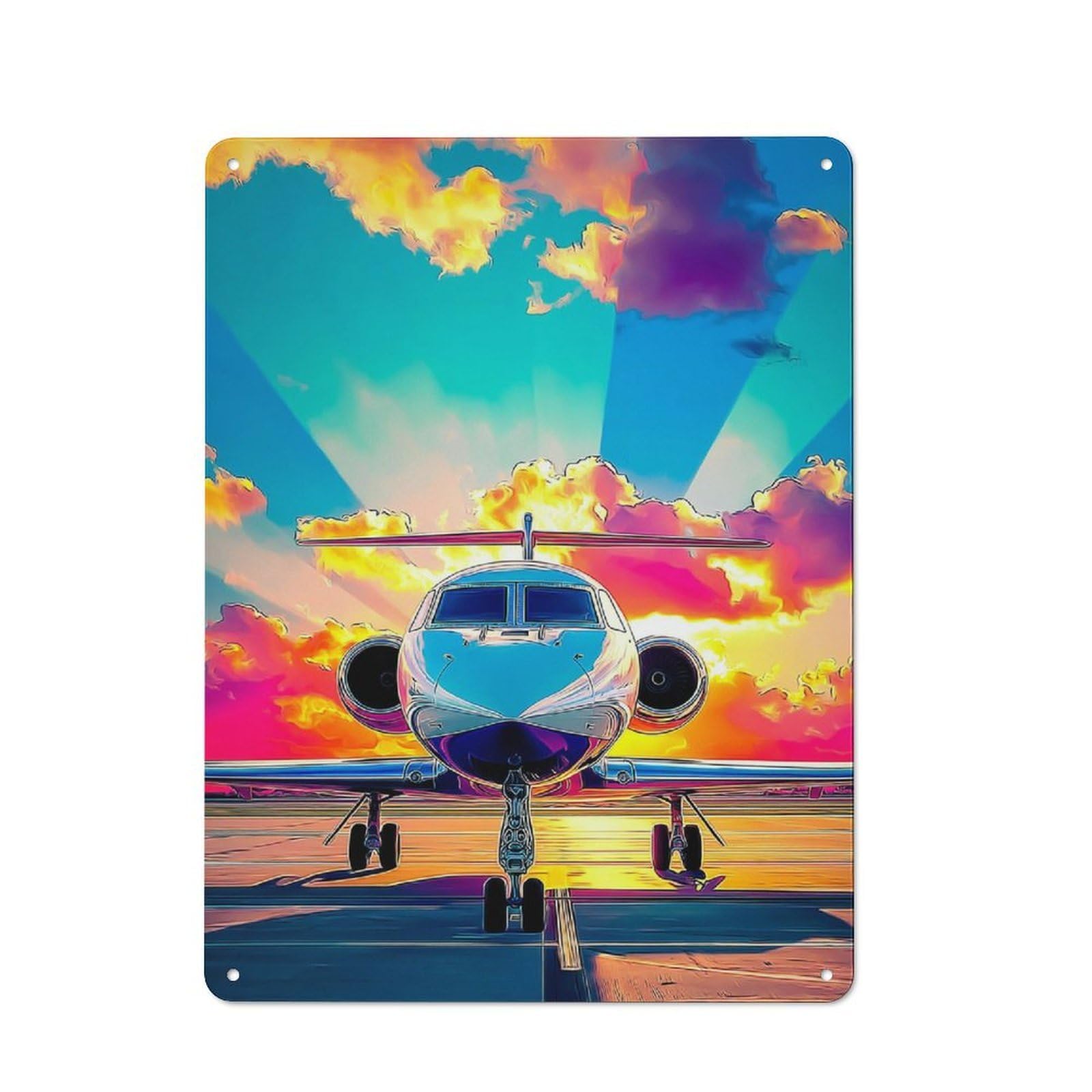 Junmoney Sunset Flight Adventure Tin Wall Plaque 40X30cm With For Pub Or Café, With Clear Vintage Wall Decor Character