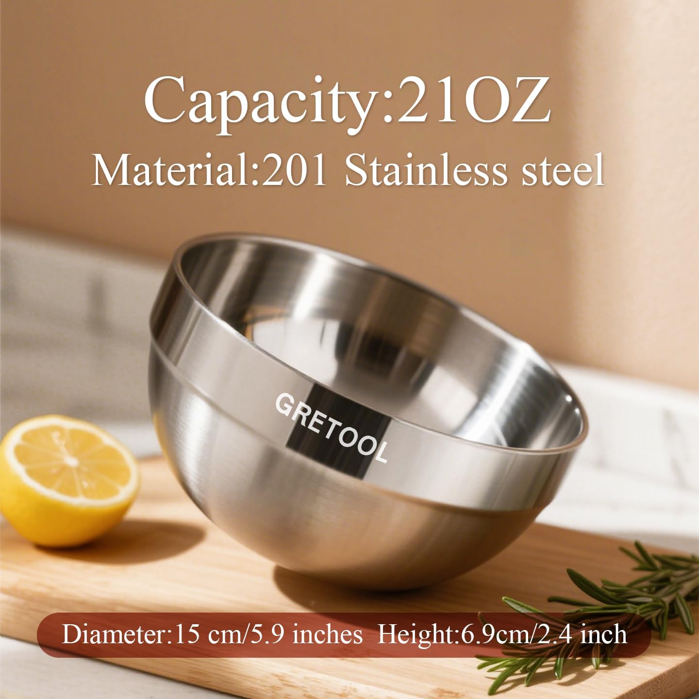 GRETOOL 10 Pack 304 Inner and Outdoor Stainless Steel Bowl Double Wall Insulated for Kids and Adults Multi-Purpose Sauce, Rice, Noodles, Ice Cream Dishwasher Safe (15 oz)