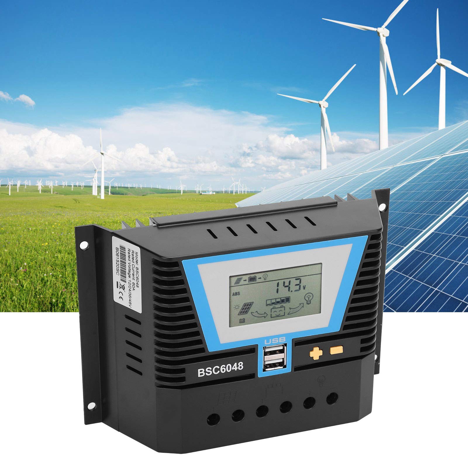 Controlador Solar Controlador de Carga Solar Inteligente Multifuncional para Baterías de 12 V/24 V/36 V/48 V con Gran Adaptabilidad y Tamaño Compacto