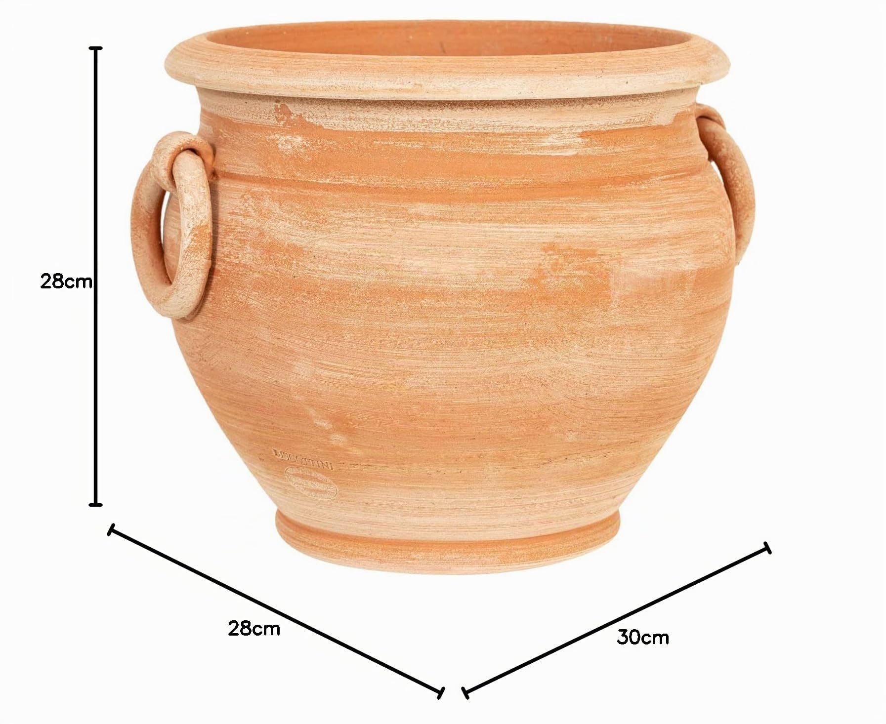 Biscottini Vasi terracotta artigianali 30x28x30 cm | Vaso terracotta interno ed esterno | Vasetti piante grasse Made in Italy