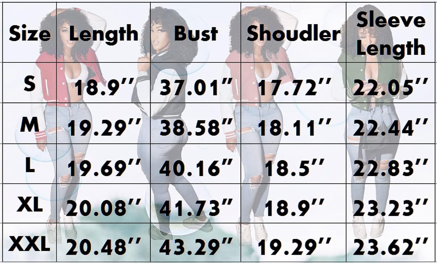 Women's Cropped Varsity Jacket Long Sleeve Casual Baseball Jacket Color Block Vintage Button Down Bomber Jackets - Image 7