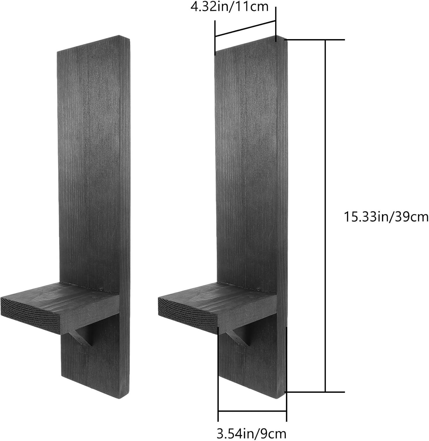 Rustic Wooden Candle Sconces Wall Mount Candle Holders Pair Black Wood Votive Tealight Holder for Home Decor Wedding and Festive Atmosphere