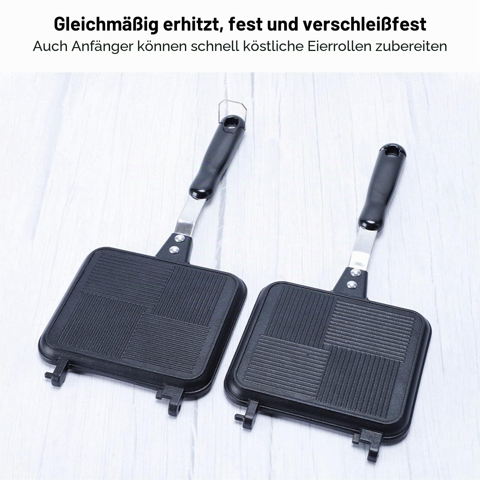 Sandwich Maker Camping Gaskocher Sandwichmaker ohne Strom Aluminium | Outdoor Toaster Doppelseit Bratpfanne Mit Hitzebeständ Griff Frühstück Pfanne Küche Grillpfanne Spülmaschinengeeignet Schwarz