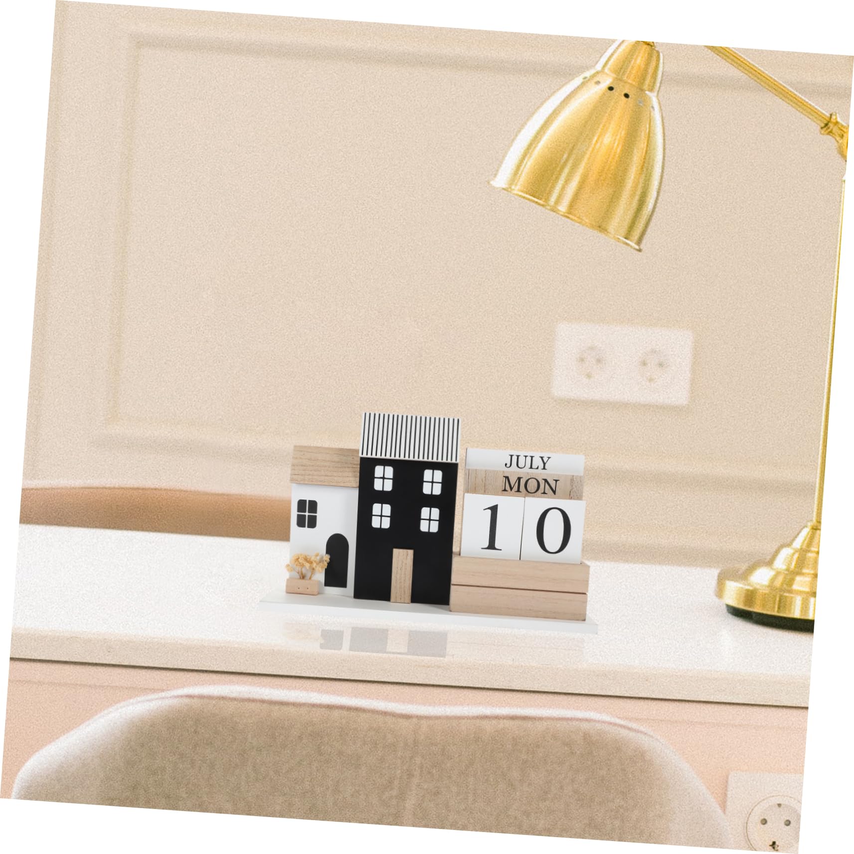 NUOBESTY Holztischkalender Ewiger Kalender mit Holzsockel für Schreibtisch Kalender für Schreibtisch Tischkalender aus Holz für Büro